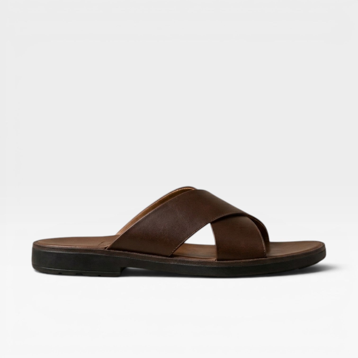 Men's Cross Strap Leather Sandals – Comfortable Slide Summer Style