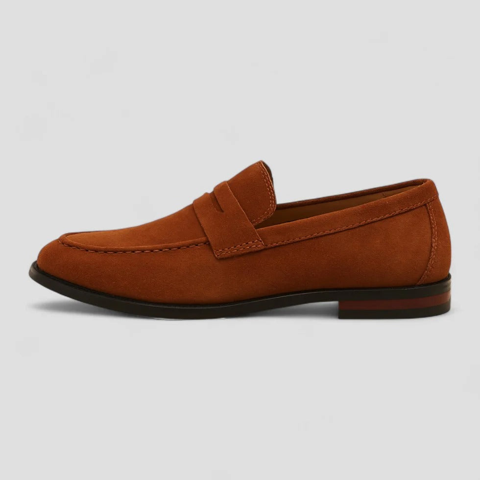 Men’s Suede Penny Loafers – Classic Slip-On Dress Shoes
